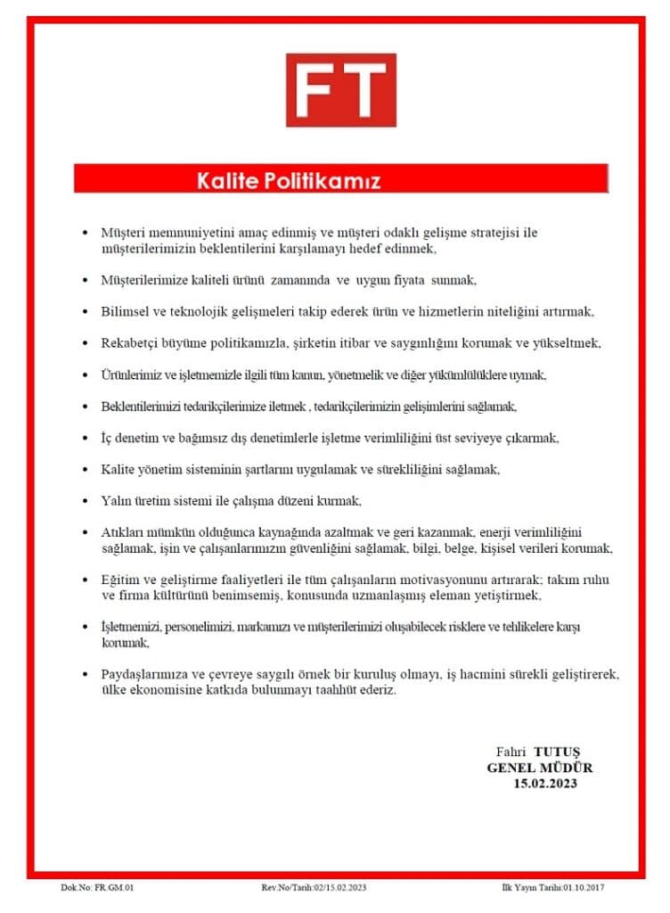 Yüksek kaliteli metal ve bağlantı ekipmanları, endüstriyel bağlantı malzemeleri, FT metal ürünleri.